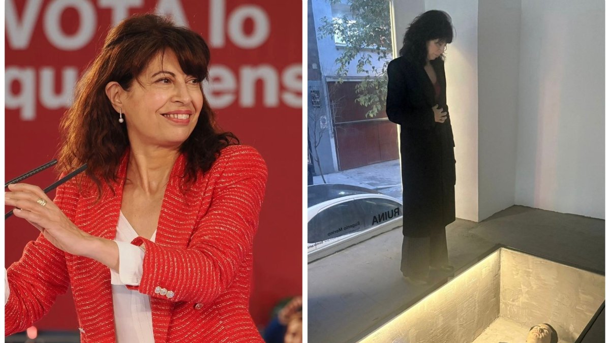 La ministra de Igualdad, Ana Redondo, ante un muñeco muerto de García Lorca