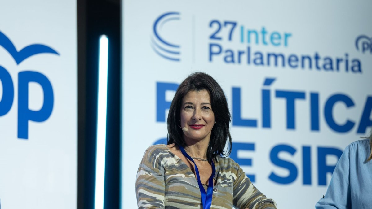 (Foto de ARCHIVO)
La portavoz del Grupo Popular en la Cámara vasca, Laura Garrido, durante su intervención en la 27 interparlamentaria popular
REMITIDA / HANDOUT por PP VASCO 29/3/2025