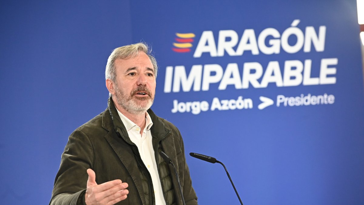 El candidato del PP a la reelección a la Presidencia de Aragón, Jorge Azcón
