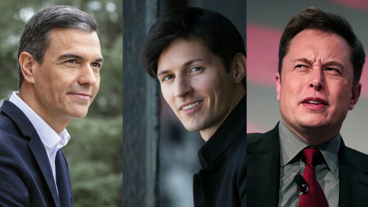Pedro Sánchez, Elon Musk y Pavel Durov.