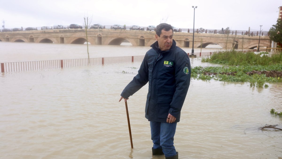El presidente de la Junta de Andalucía, Juanma Moreno, este jueves en Jerez de la Forntera, Cádiz.