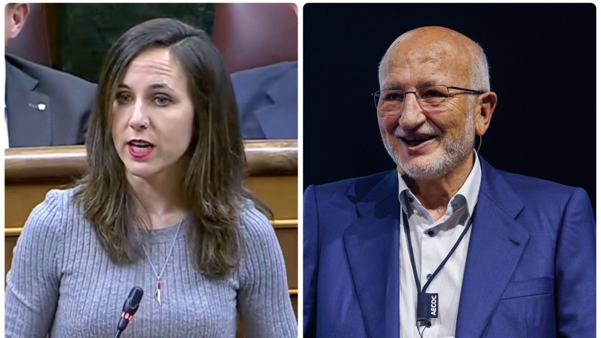 La secretaria general de Podemos, Ione Belarra, y el presidente de Mercadona, Juan Roig
