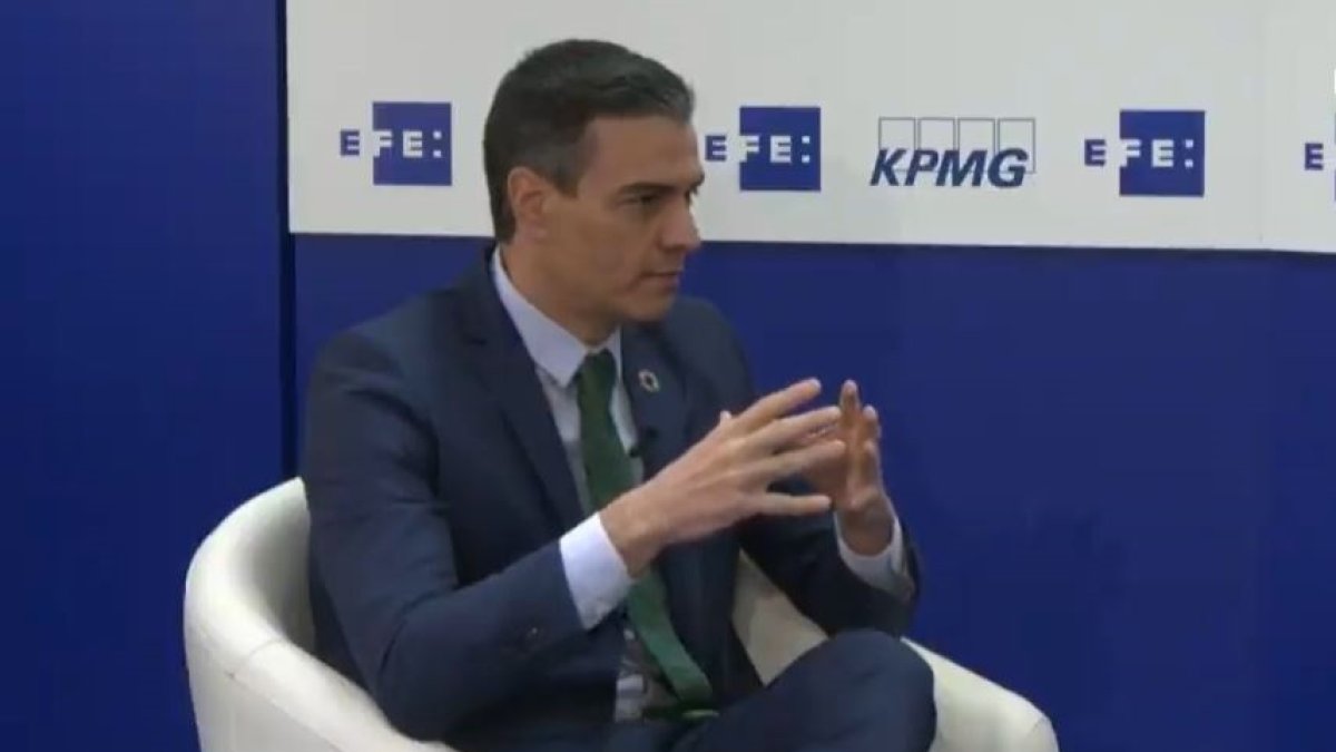 Pedro Sánchez, en un acto patrocinado por EFE. 
