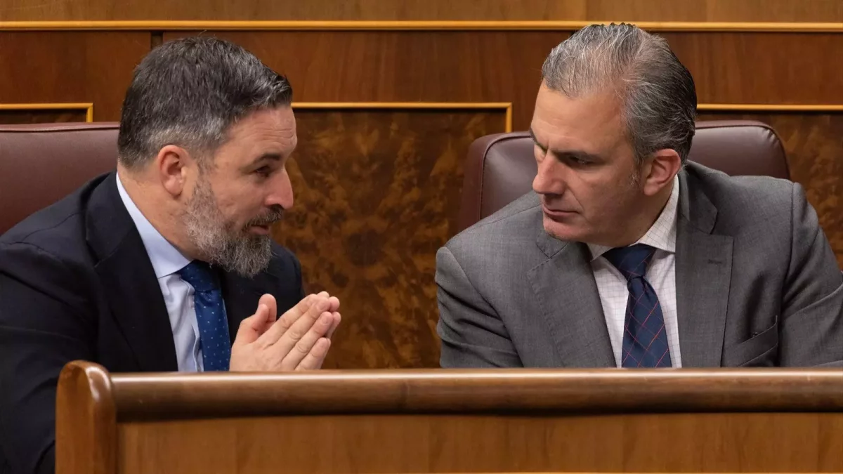 Santiago Abascal y Ortega Smith charlan en el Congreso
