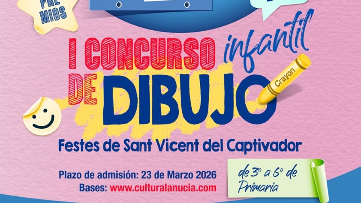 Vista parcial del cartel convocando al concurso de dibujo.