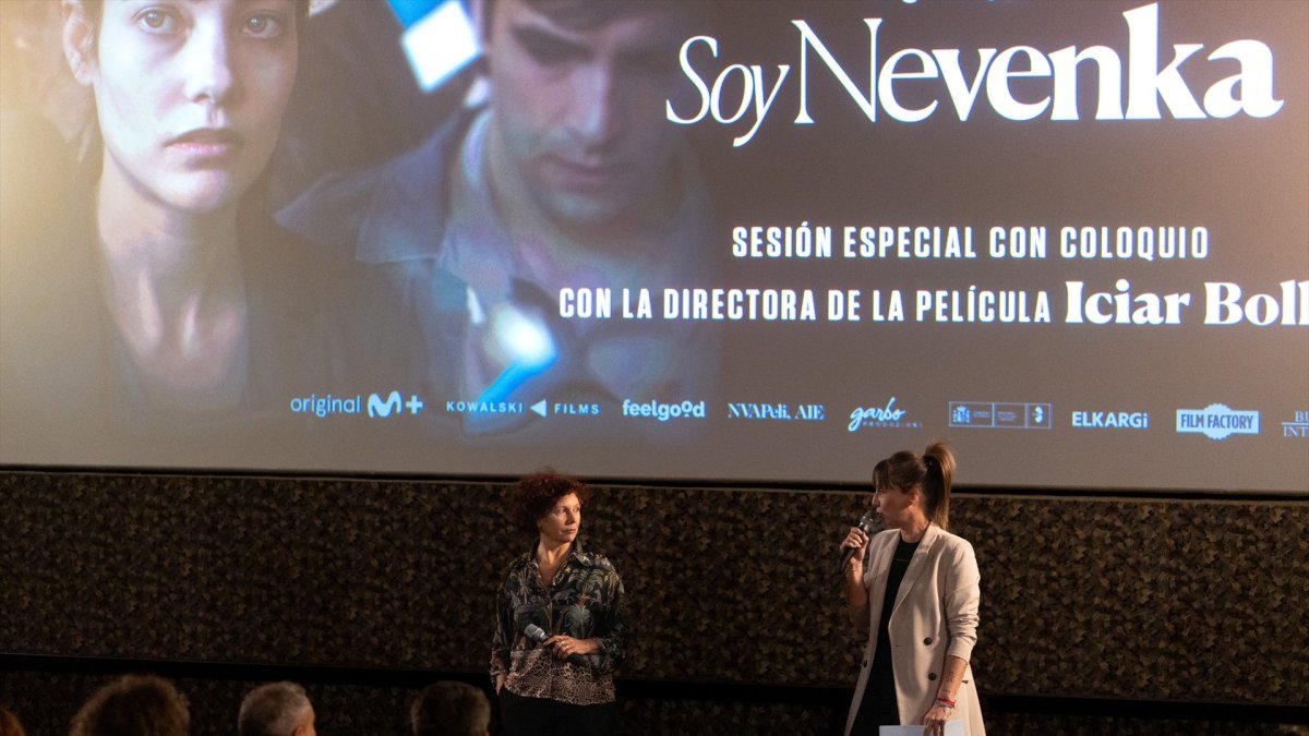 Icíar Bollaín en un coloquio de su película ‘Soy Nevenka’.