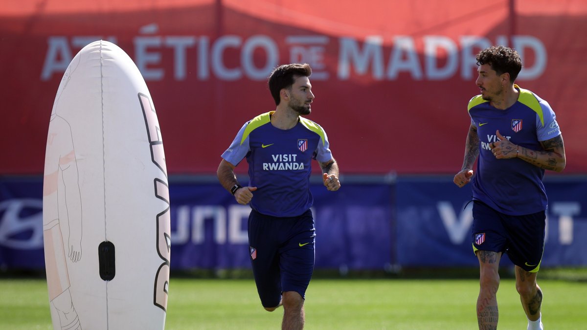 El Atlético de Madrid ultima entrenamientos antes de llegar a Londres