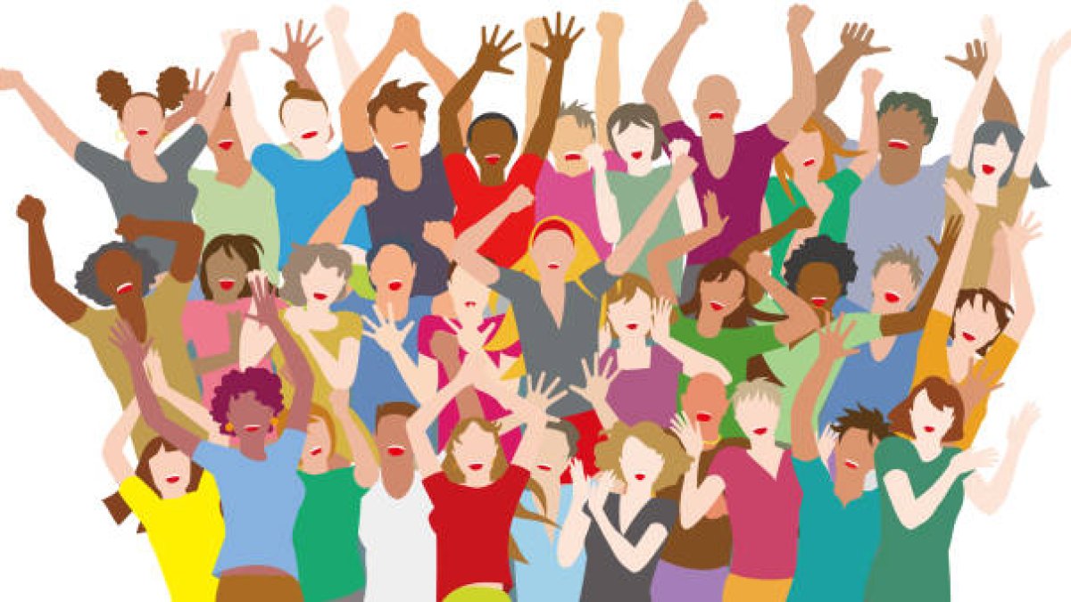 Vector illustrations of young people rejoicin