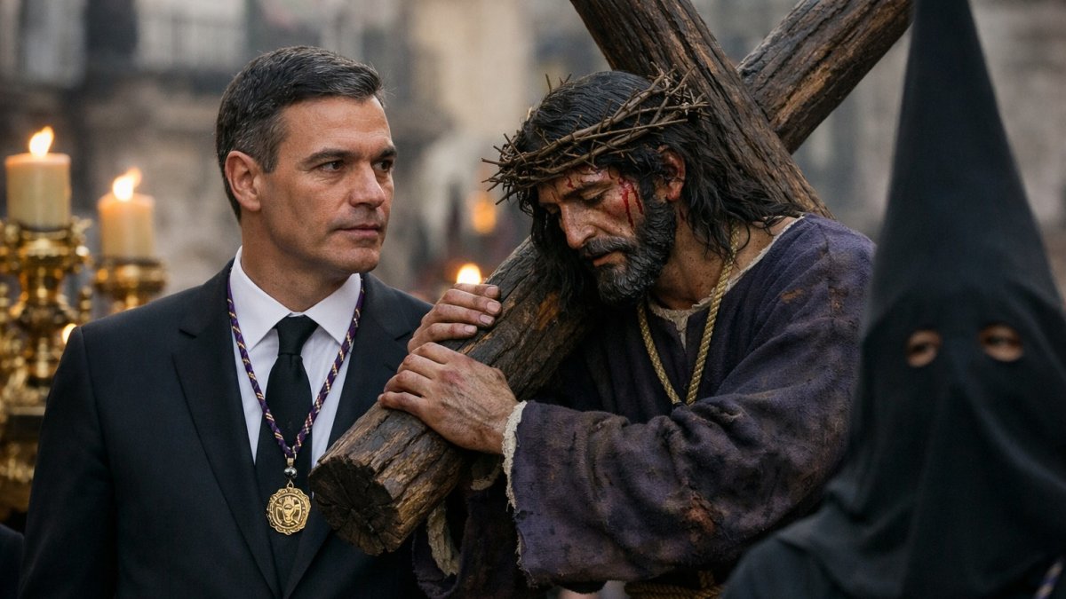 Imagen creada con IA de Pedro Sánchez en su semana de pasión