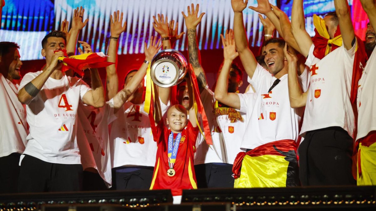 María Caamaño en la celebración de la Eurocopa de España