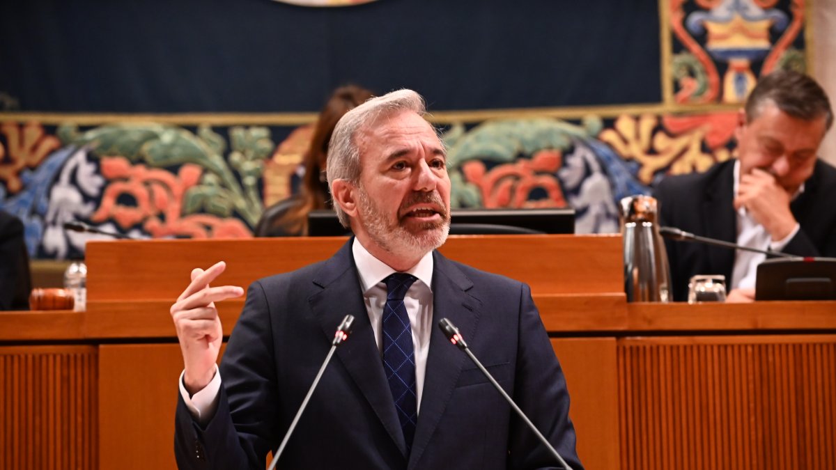 El presidente del Gobierno de Aragón en funciones, Jorge Azcón, durante el Pleno de las Cortes de Aragón.