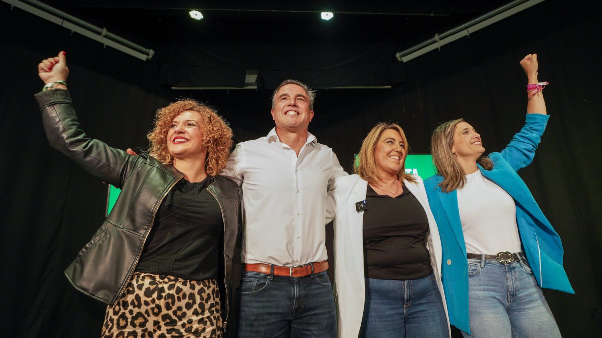 Susana Díaz, senadora y expresidenta de la Junta de Andalucía, en un mitin en Huelva.