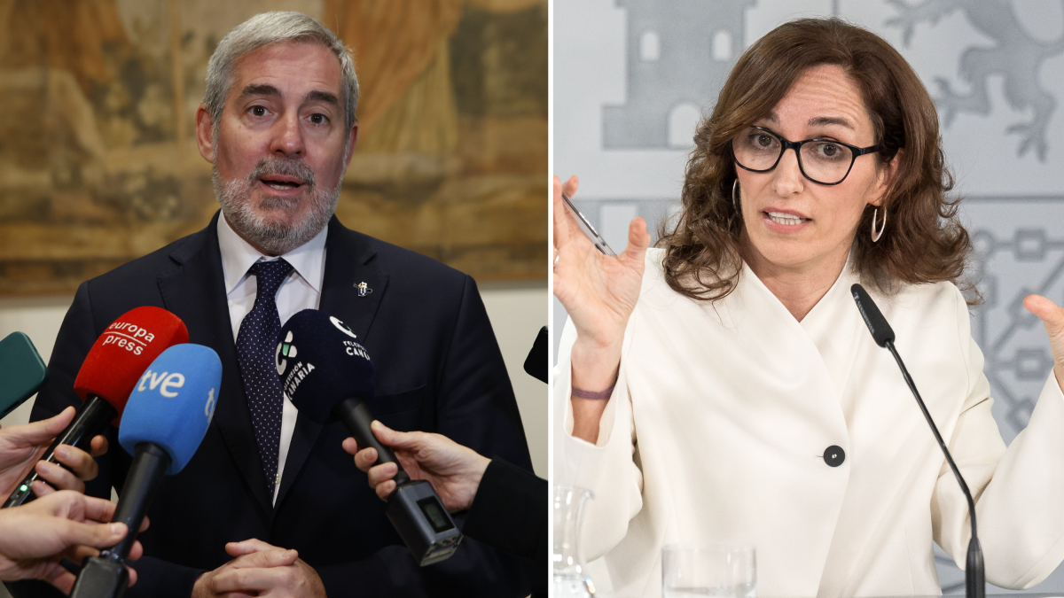 El presidente de Canarias, Fernando Clavijo, y la ministra de Sanidad, Mónica García.