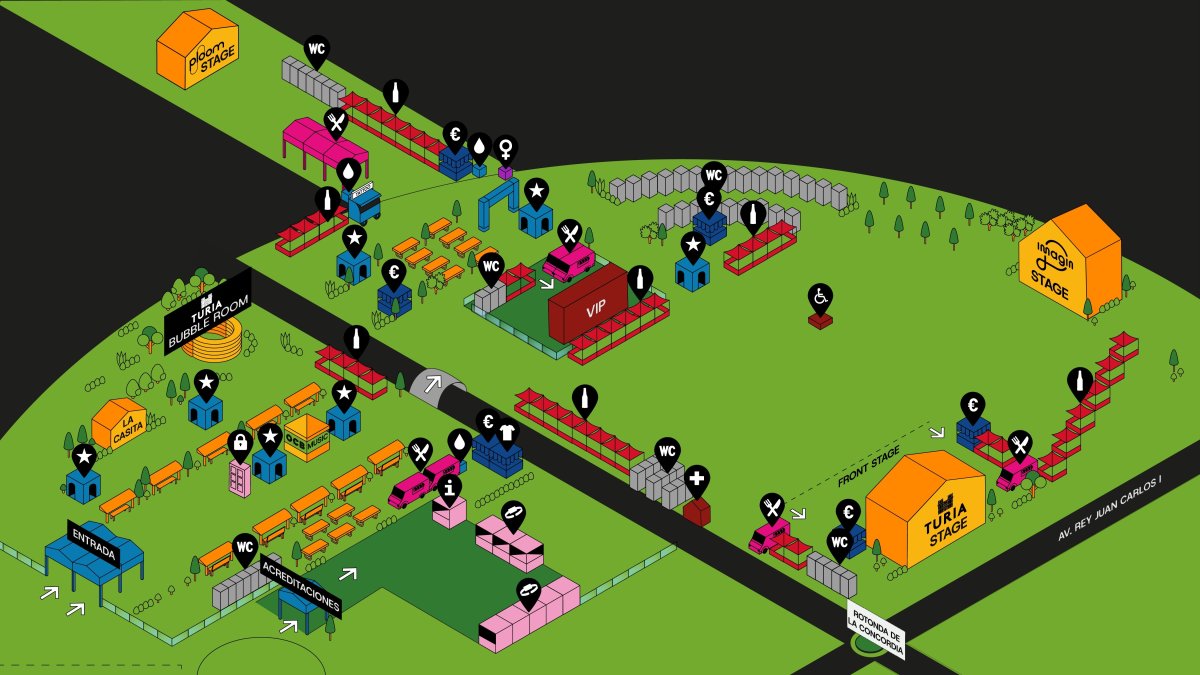 Mapa del recinto del BigSound Valencia 2026 en el Parc Central de Torrent