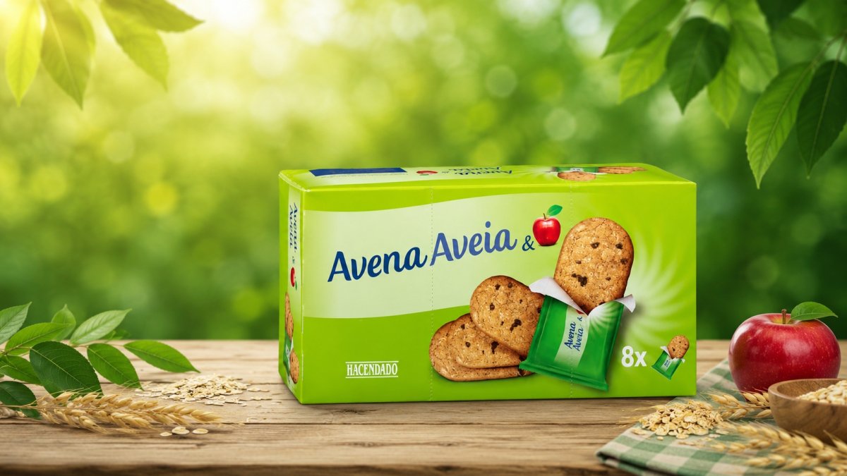 Galletas Digestive manzana & avena Hacendado.
