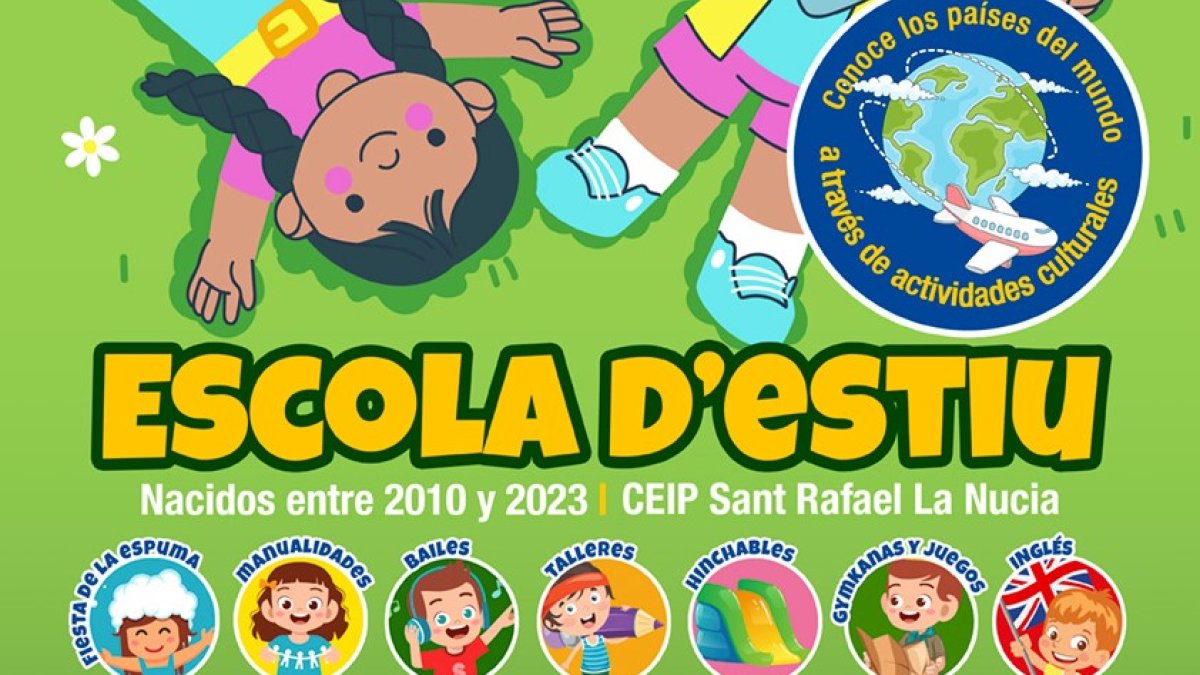 Vista parcial del cartel de la Escola de Estiu de La Nucía.