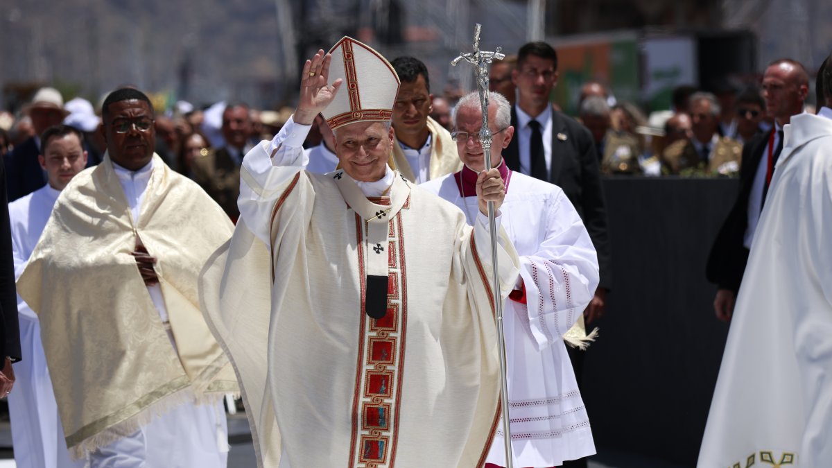 El Papa León XIV preside la celebración de la Santa Misa multitudinaria, en Santa Cruz de Tenerife.