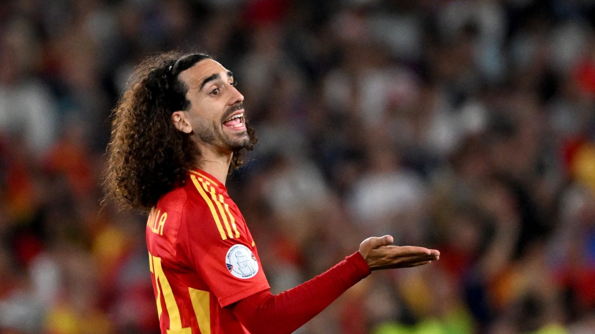 (Foto de ARCHIVO)
05 June 2025, Baden-Wuerttemberg, Stuttgart: Spain's Marc Cucurella reacts during the UEFA Nations League semi-final
