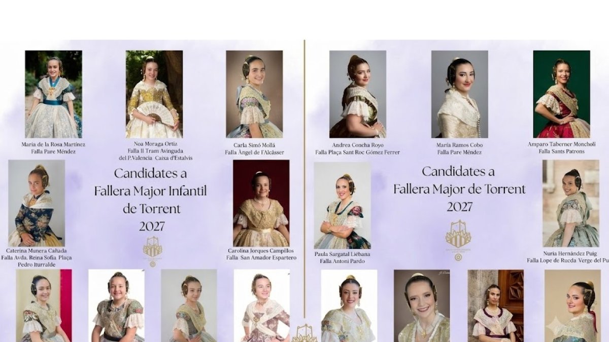 Imagen de las candidatas a Falleras Mayores Torrent.