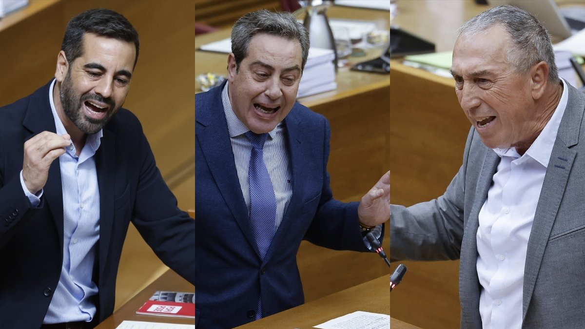 José Muñoz (PSPV), Llanos (Vox) y Baldoví (Compromís)