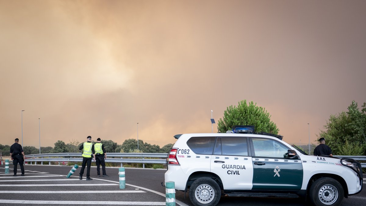Carretera cortada, a 2 de julio de 2026, en Chapinería, Madrid