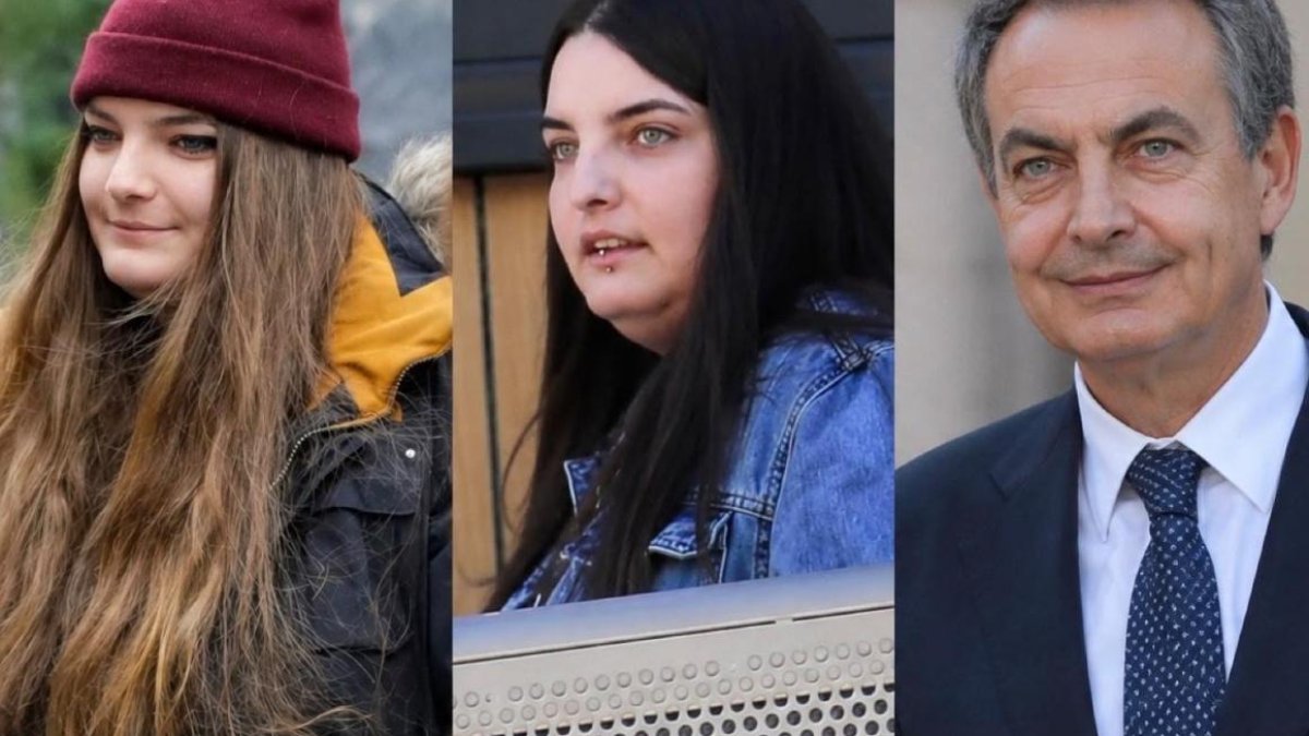 Las hijas de Zapatero, Alba y Laura, junto a su padre.