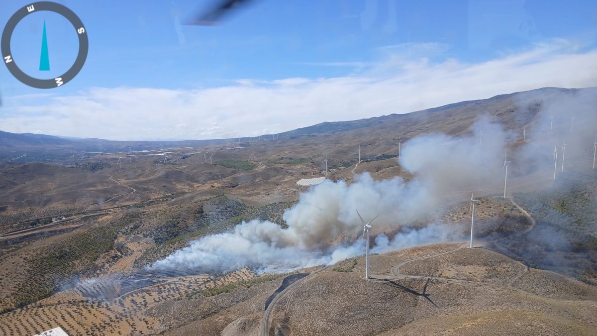 Incendio forestal en Las Tres Villas (Almería).