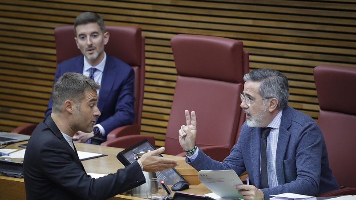 El diputado Gerad Fullana discute con el vicepresidente de la Cámara Alfredo Castelló, durante un pleno.