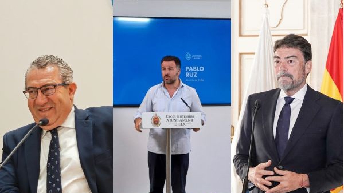 De izquierda a derecha, Toni Pérez, Pablo Ruz y Luis Barcala.