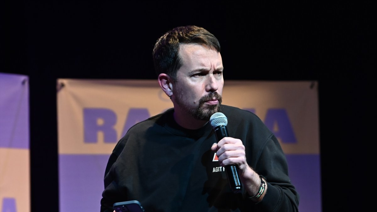 Pablo Iglesias, en un mitin de Podemos-Alianza Verde, el pasado febrero.
