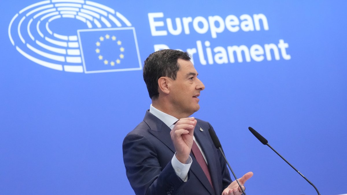 El presidente de la Junta de Andalucía, Juanma Moreno, este martes en Bruselas.