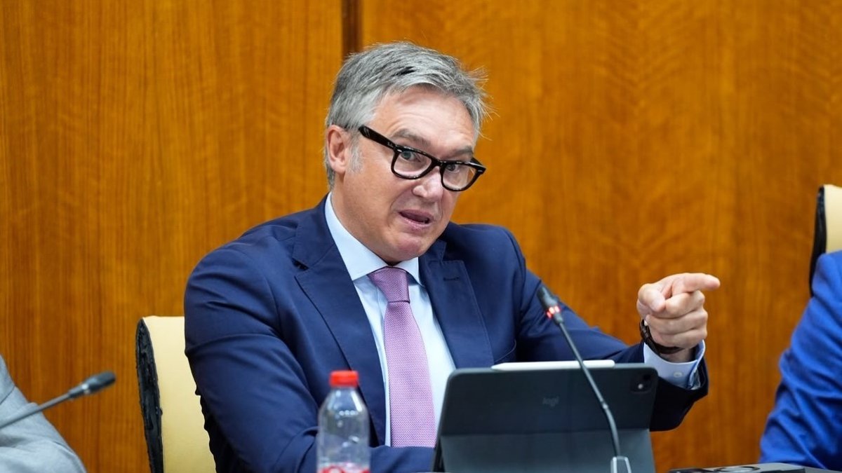 El vicepresidente segundo de la Junta y consejero de Turismo, Justicia, Desregulación y Administración Local, Manuel Gavira, este jueves en el Parlamento.
