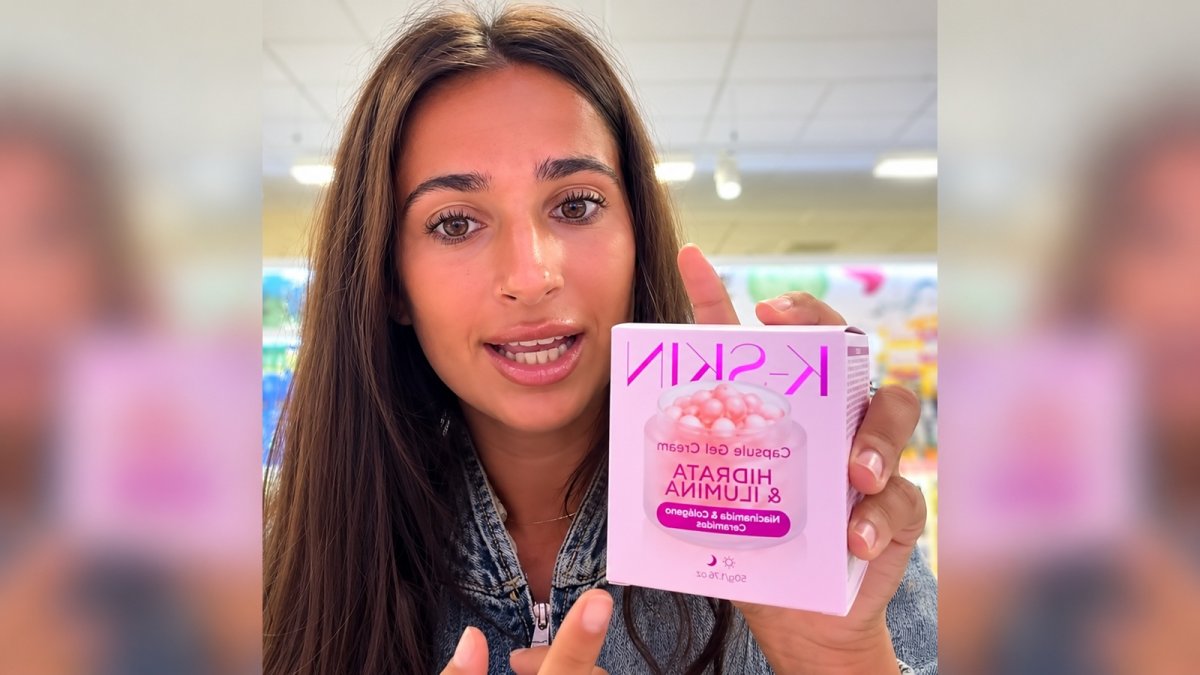 Lucía presenta la crema Hidrata & Ilumina K-Skin durante su prueba de novedades de Mercadona