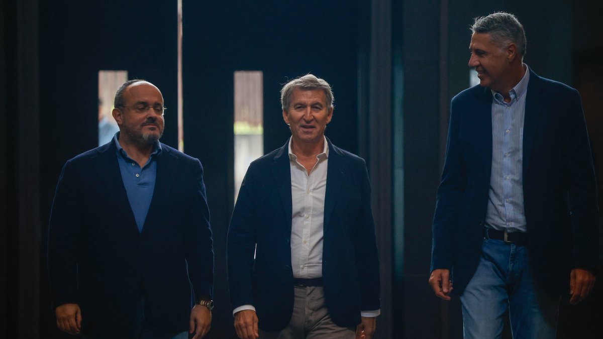 Alberto Núñez Feijóo, con Alejandro Fernández y Xavier García Albiol