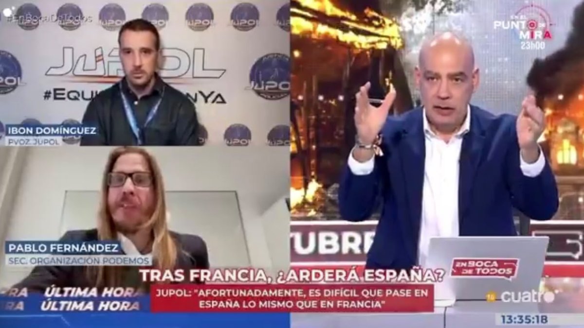portavoz de JUPOL, Ibón Domínguez,Pablo Fernández y Nacho Abad