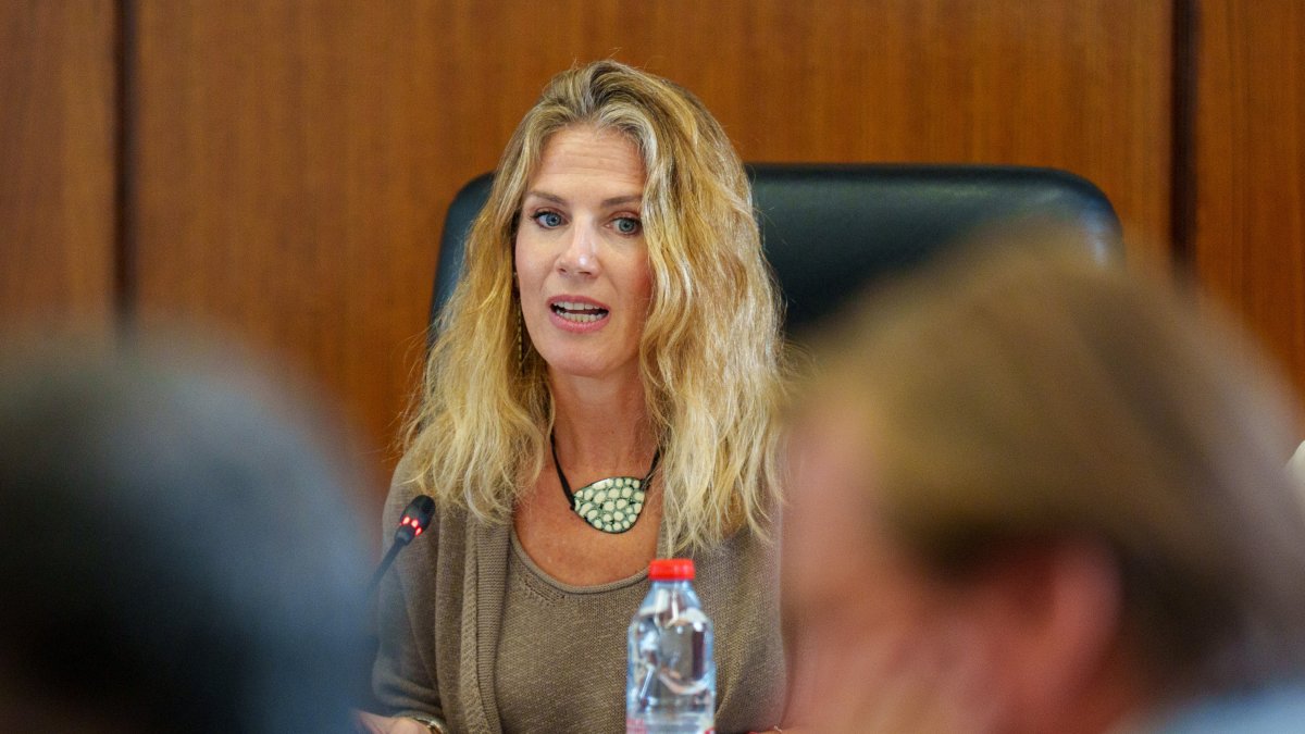 La presidenta del Parlamento de Andalucía, Ana Mestre, en una junta de portavoces.