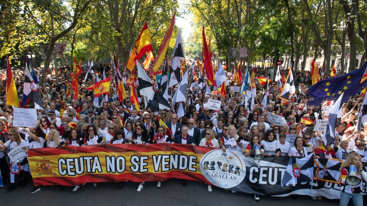 El presidente de Ceuta, Juan Jesús Vivas, durante una manifestación en apoyo a la población de Ceuta en Madrid