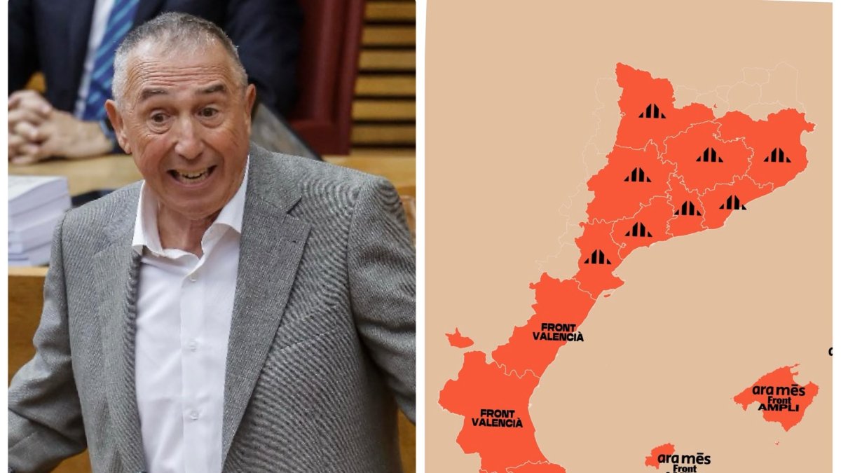 El portavoz de Compromís, Joan Baldoví, y el mapa publicado por ERC