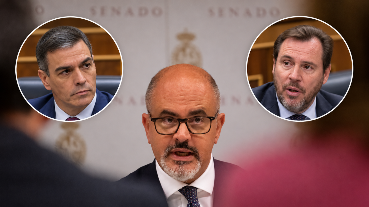 El consejero delegado de Iryo, Fabrizio Favara, Pedro Sánchez y Óscar Puente