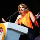 La senadora del PSOE y expresidenta de la Junta de Andalucía Susana Díaz en su nombramiento de Hija Predilecta de Triana.