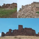 El castillo de Almonacid, después del derrumbe de parte de su estructura.
