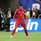 Cristiano Ronaldo celebra uno de sus goles a Azerbaiyán