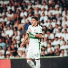 El jugador del Elche, Germán Valera, durante el partido contra el FC Barcelona