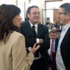 El Fiscal General del Estado, Álvaro García Ortiz, junto al portavoz del PSOE, Patxi López, y la ministra de Igualdad, Ana Redondo.