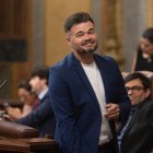 El portavoz de ERC en el Congreso, Gabriel Rufián, durante una sesión en el Congreso.