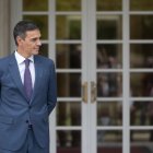 Pedro Sánchez, a la entrada de Moncloa.