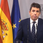 El presidente de la Generalitat Valenciana, Carlos Mazón, en la rueda de prensa de la Moncloa.