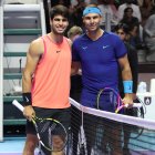 Alcaraz y Nadal, anoche en Riyad