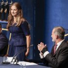 La Princesa Leonor y el Rey Felipe, en la pasada edición de los Princesas de Asturias.