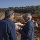 El conseller de Agricultura, Agua, Ganadería y Pesca, Miguel Barrachina y el presidente de la Generalitat, Carlos Mazón